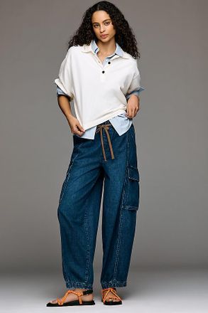 Pilcro Cotton Pull-On High Rise Cargo Jeans