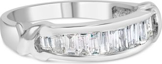 House of Brilliance 925 Sterling Silver 1/2 Cttw Baguette Cut Diamond Channel Set X-Station Wedding Ring