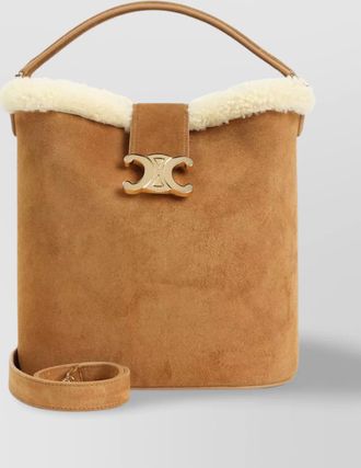 Celine medium louise bucket bag with shearling trim