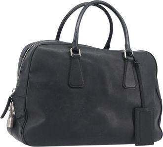 Prada Vintage Leather Black Leather Handbag (Pre-Owned)