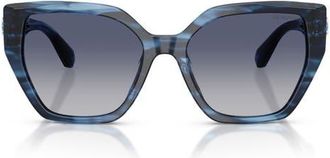 Swarovski 56mm Gradient Irregular Sunglasses in Striped Blue /Gradient Blue at Nordstrom