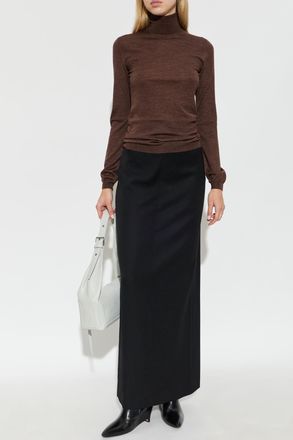 Maison Margiela Wool Skirt With Slit, Womens, Black