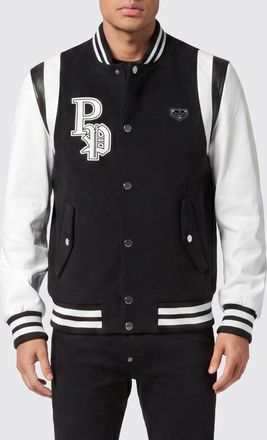 Philipp Plein Bomber Varsity in panno di lana con maniche in pelle