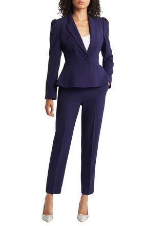 Tahari by ASL Peplum Blazer & Tapered Pants Set in Midnight Navy at Nordstrom, Size 10