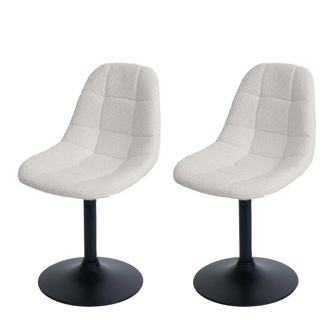 Hhg Lote De 2 Sillas De Comedor Hhg 842, Silla De Cocina Silla Giratoria, Acero Mvg Tela/textil Boucl&eacute; (450g/m&sup2;), Crema