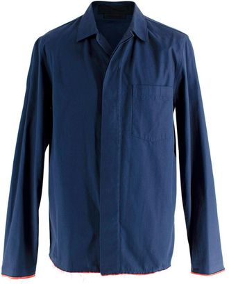 Alexander McQueen Navy Shirt with Orange Frayed Hemline Size 16