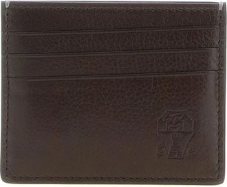 Brunello Cucinelli Accessoires, Heren, Bruin, ONE Size, Brushed Leather Card Holder