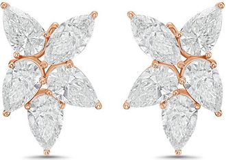 Diana M. Jewels 14KW RG 10.00 Ct TW of Lab grown pear and marquise shape diamonds cluster earrings