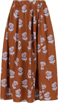 Marni Gonna midi con stampa Sprayed Roses - Marrone