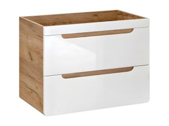 Vente-Unique Mueble de ba&ntilde;o suspendido color natural y blanco 80 cm - ARUBA