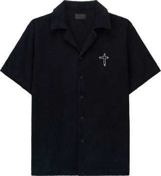 Rta Nathan Oversize Terry Cloth Camp Shirt in Black at Nordstrom, Size Xxx-Large