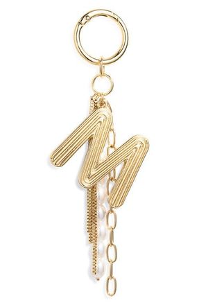 Chelsea28 Initial Faux Pearl Bag Charm in M- White- Gold at Nordstrom