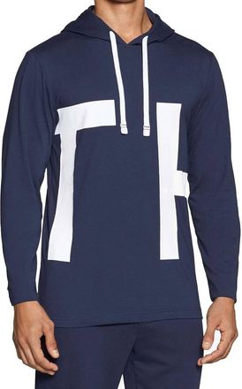 Tommy Hilfiger Logo Pullover Hoodie In Dark Navy