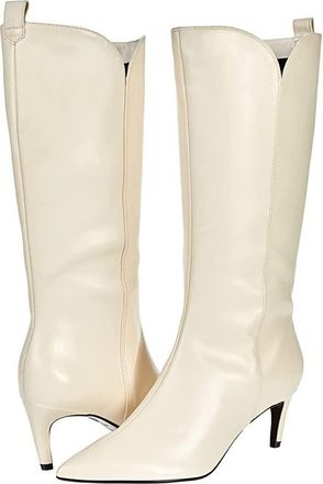 Ted Baker Seydi Boots Womens Cream Leather Kitten Heel Mid-Calf JOBB1247