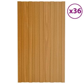 Berkfield Home Roof Panels 36 pcs Galvanised Steel Light Wood 80x45 cm