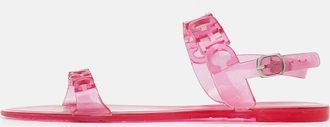 Carolina Herrera Pink Jelly Ankle Strap Flat Sandals