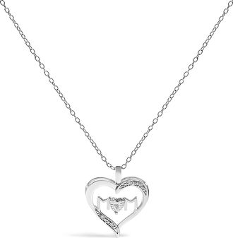 House of Brilliance 925 Sterling Silver Diamond Accent MOM with Heart Pendant Necklace