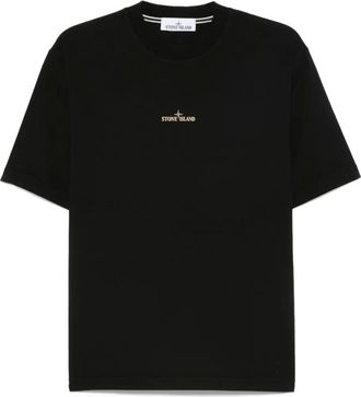 Stone Island T-shirt in cotone con logo - Nero