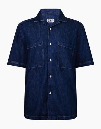 Diesel Mens Mens D Paroshort Plain Shirt - Blue - Size: Regular/36