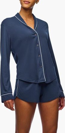 Cosabella Pima Lusso Ls Top Boxer Pj Set in Navy Blue/moon Ivory at Nordstrom, Size X-Large