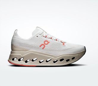On Womens Cloudsurfer Max Running Shoes In Ivory Salmon