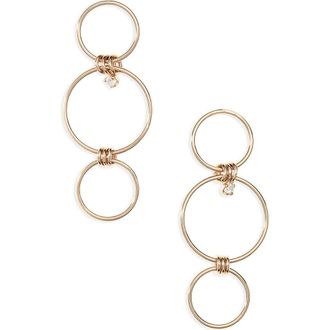 Zo&euml; Chicco Triple Circle Drop Earrings in Yellow Gold/Diamond at Nordstrom
