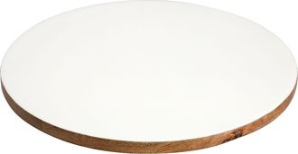 Gibson Home 14 Inch Wood Lazy Susan Serving Board in White