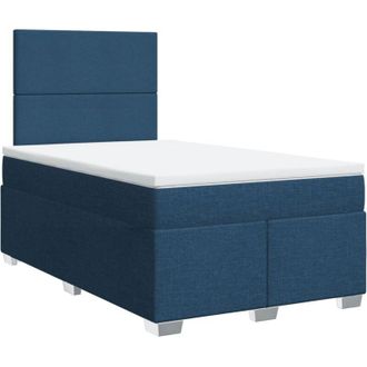vidaXL Cama Box Spring Con Colch&oacute;n Tela Azul 120x200 Cm Vidaxl