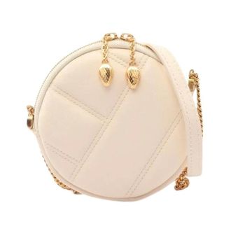 Bulgari Pre-owned Cross Body Bags, female, Beige, Size: ONE SIZE Pre-owned Serpenti Cabochon Leather Mini Shoulder Bag