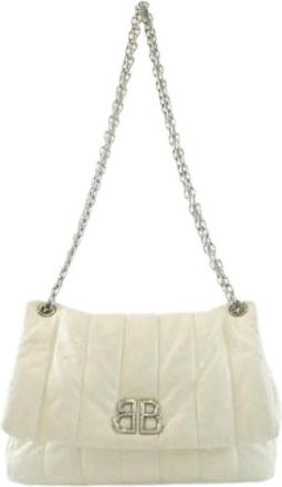 Balenciaga Pre-owned Monaco Calf Shoulder Bag - Dames - Vintage Schoudertas - Wit - ONE Size - Leer - Vintage