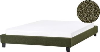 Beliani Beliani - Cama Sin Cabecero Minimalista Tapizada De Boucl&eacute; 140 X 200 Cm Verde Oscuro Roanne