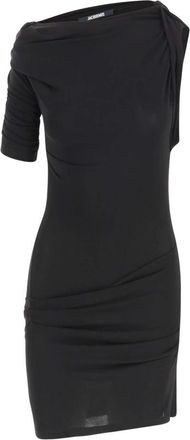 Jacquemus Drapeado Mini Jurk - Dames - Korte kleedjes - Zwart - XS - Polyester - Kleedjes