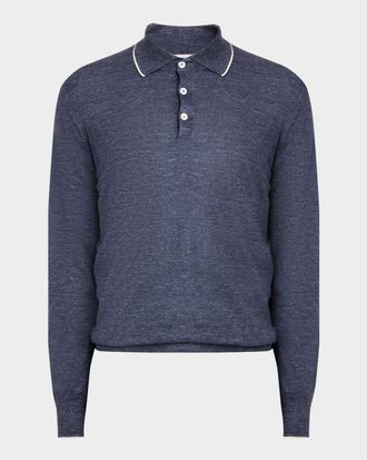 Brunello Cucinelli Men & apos;s Cashmere Tipped-Collar Polo Sweater