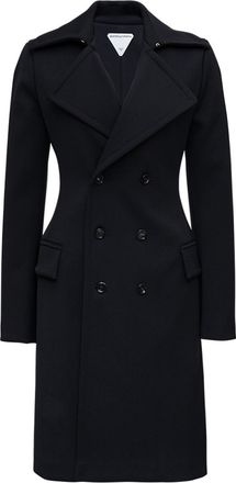 Bottega Veneta Black Peaked Lapel Trench Coat