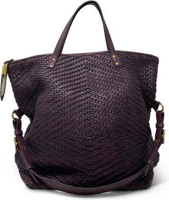 Kempton & Co. Woven Morleigh Foldover Bag In Oxblood