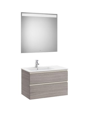 Roca Roca - Pack Mueble Base De 2 Cajones + Lavabo Izquierda + Espejo Led The Gap