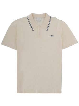 A.P.C. Alex Striped Collar Cotton Polo Shirt