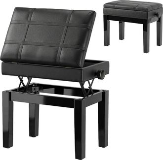 HOMCOM Panca Per Pianoforte Con Altezza Regolabile E Vano Contenitore Nero - Homcom