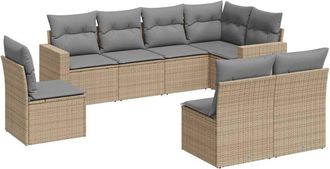 vidaXL Vidaxl - Juego De Sof&aacute;s De Jard&iacute;n Con Cojines Beige 8 Pzas Rat&aacute;n Pe