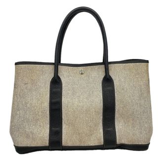 Herm&egrave;s Beige Black Toile H Tote Bag (Pre-Owned)