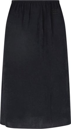 Maison Margiela Black Fabric Elastic Waist Midi Skirt
