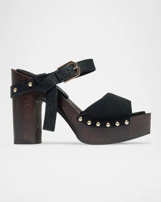 Bernardo 115mm Luxor Leather Platform Clogs
