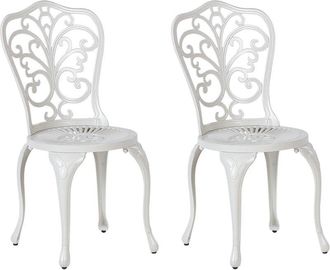Beliani Beliani - Conjunto de 2 sillas de balcón vintage jardín de aluminio blanco crema Triora