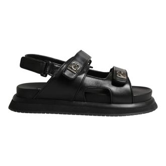 Dolce & Gabbana Sandali in Pelle con Logo DG - - Shoes - Uomo - Nero - 43 EU