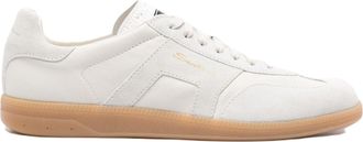 Santoni Minimalist Low-Top Sneakers With Smooth And Suede Panels