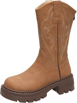 Generic Ankle Boots Womens Brown Low Boots Shoes Mid Calf Boot Ankle Boot Short Autumn and Winter Boots Elastic Retro Skinny Boots Breathable Sock Boots, yell