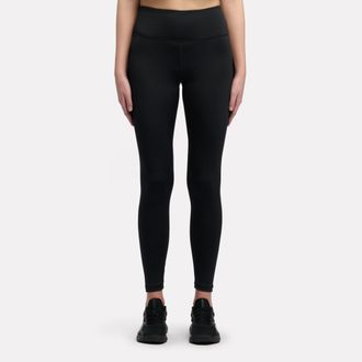 Reebok Leggings REEBOK CORE HIGH RISE LEGGINGS, Damen, Gr. XL, D-Gr, schwarz, Obermaterial: 91% Polyester, 9% Elasthan, Hosen Leggings