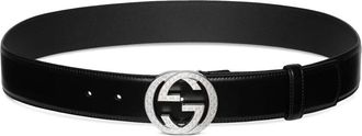 Gucci Zwart Interlocking G Gesp Riem - Heren - Riemen - Zwart - 85 CM - Leer - Accessoires