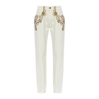 Versace Jeans con Applicazioni Scintillanti - - Jeans - Donna - Bianco - W26