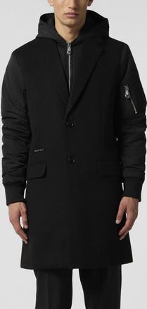 Philipp Plein Single Breast Hooded Coat Men in Black at Nordstrom, Size Xx-Large